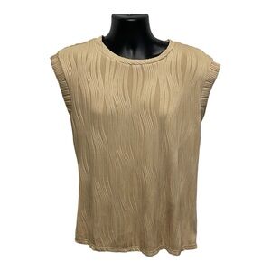 Lillusory Beige Textured Women's Blouse Size Medium